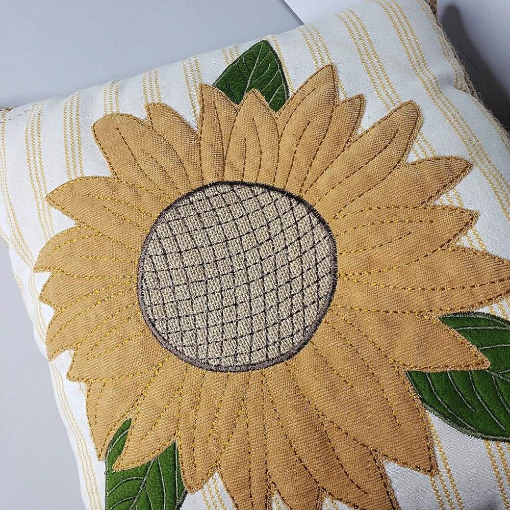 Farmcore The Prarie Rachel Ashwell Sunflower Stripes Cabin Shabby Boho Pillow